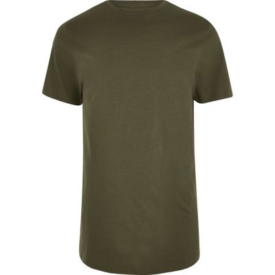 Dark green curved hem T-shirt